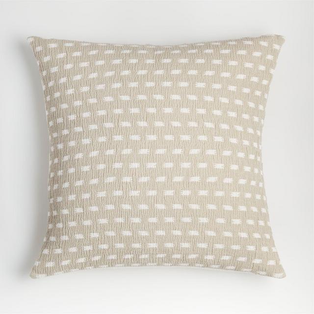 Mujia 23" Reversible Ivory Ikat Pillow with Feather-Down Insert
