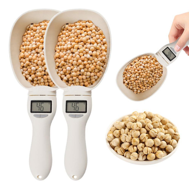 ANYSENT Digital Measuring Spoon, Food Digital Measuring Scoop Scale 800g / 0.1g High Precision with LCD Screen,Household Weighing Scoop for Kitchen and Dog Cat Food (Spoon/2pcs)