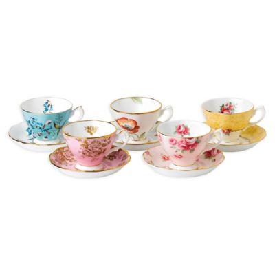 Royal Albert 100 Years 1950-1990 Teacups and Saucers (Set of 5)
