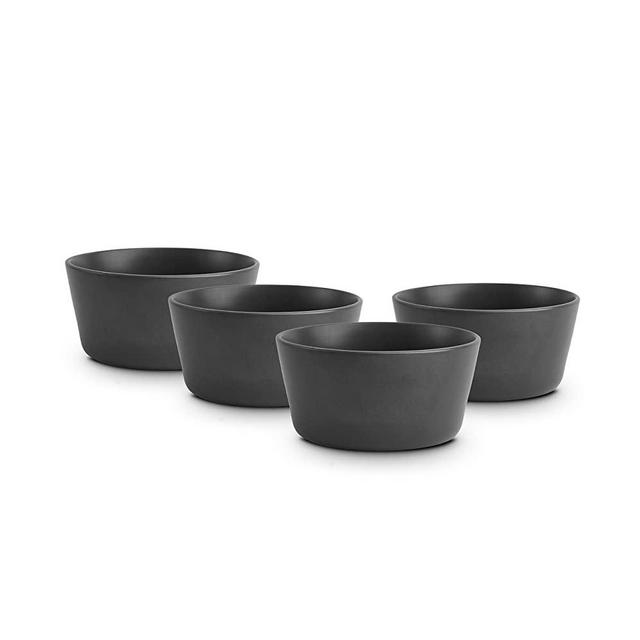 Stone Lain Coupe Dinnerware Set, 4 Bowls, Black Matte