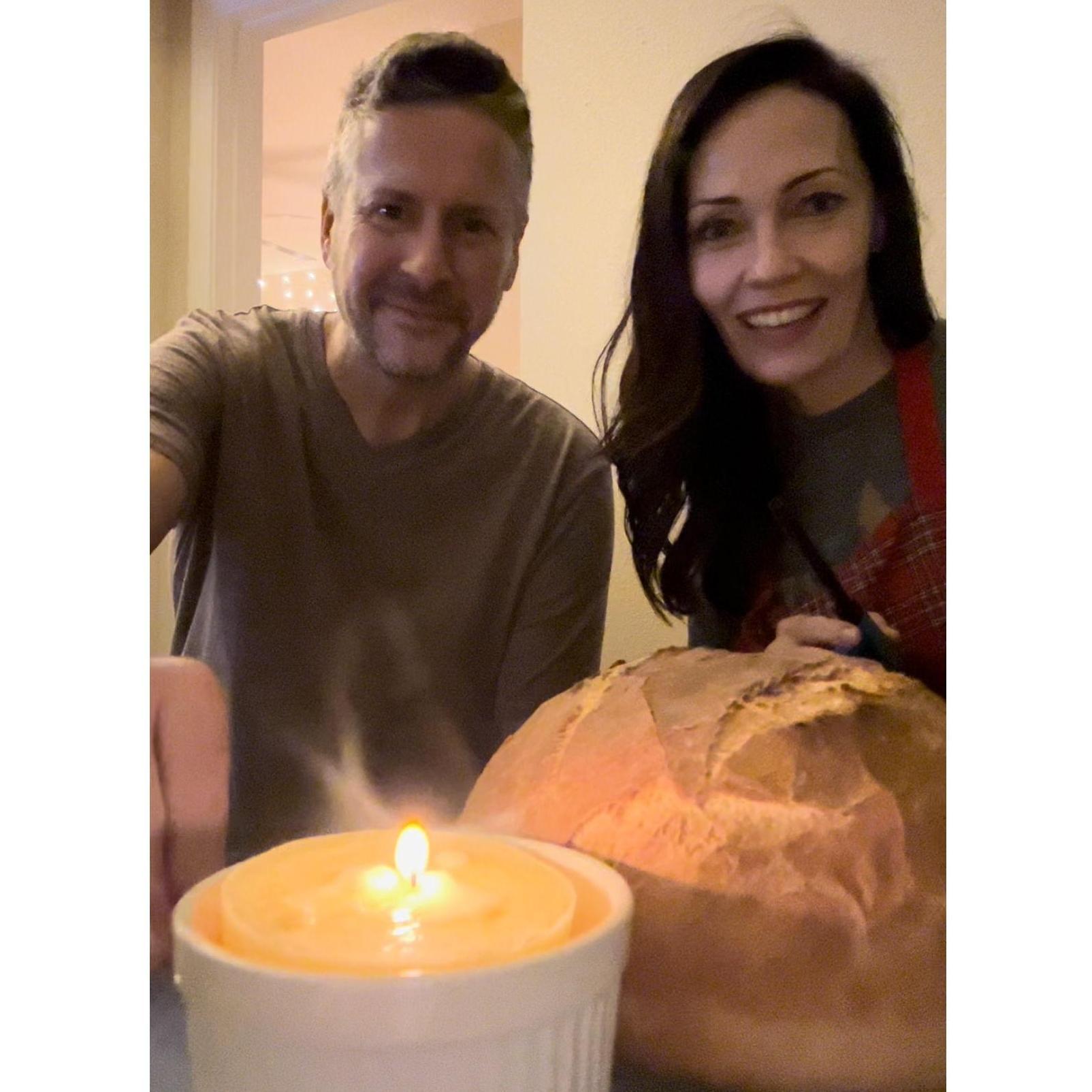 Butter candle and homemade bread