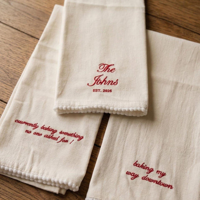 Embroidered Tea Towel, Customized Hand Towel, Personalized Towels, Embroidered Towels, Wedding Gift Towel, Baking Towel, Housewarming Gift