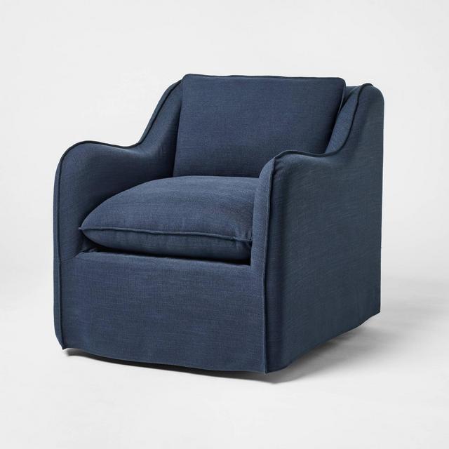 Slipcover style upholstered swivel accent chair Blue - Threshold™ designed with Studio McGee