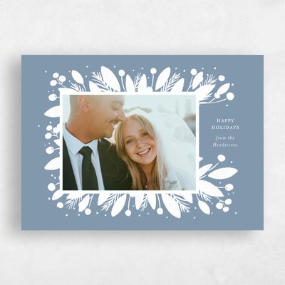 Storm Blue Holiday Card - Evergreen Landscape