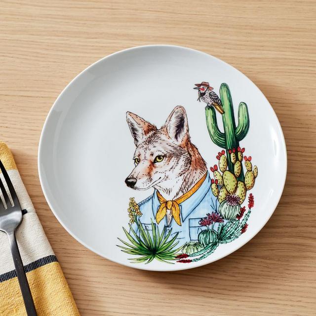 Dapper Animal Coyote Salad Plate Coyote