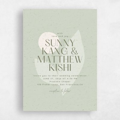 Grassy Sage, Green Wedding Invitation - Rafina Portrait