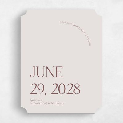 Beige Ticket Wedding Save the Date - Alvito Portrait
