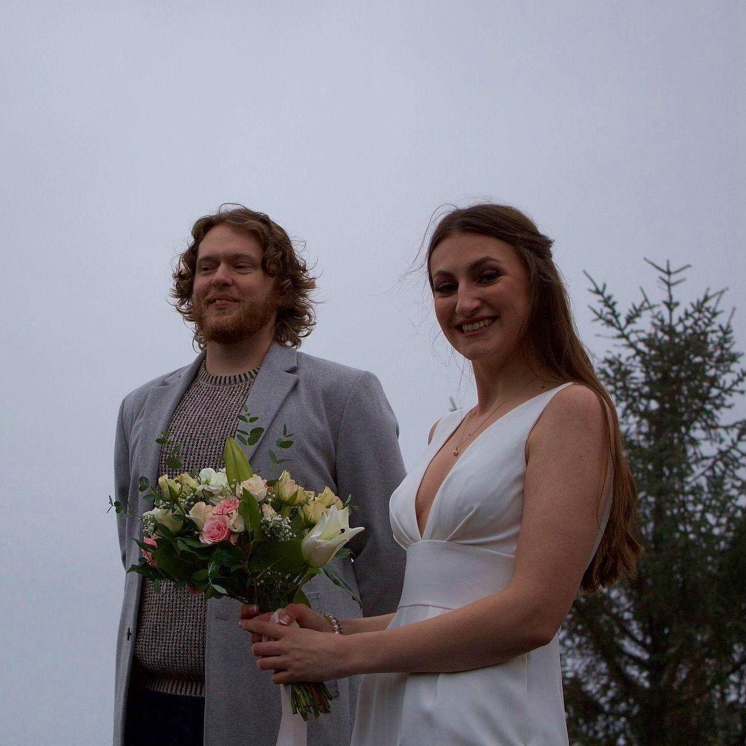 Ashley waited (clearly very excitedly)  for Davis to come up the cliff