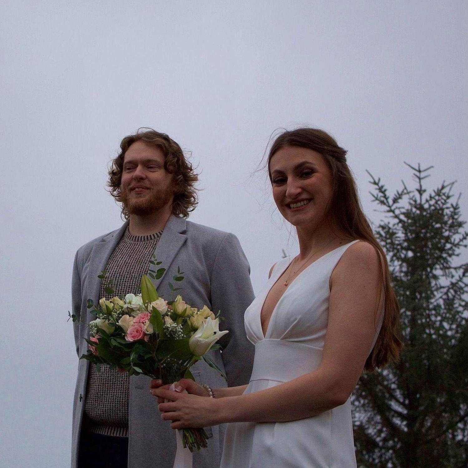 Ashley waited (clearly very excitedly)  for Davis to come up the cliff