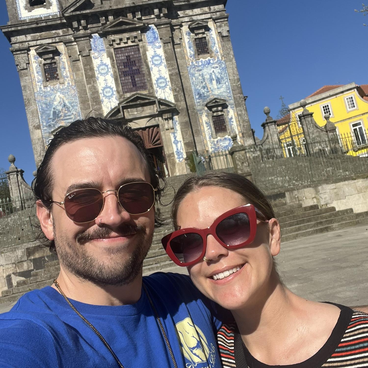 The only photo of the two of us from our entire trip to Portugal. Too busy eating seafood, sue us! Take us to court! Take us to fish court!