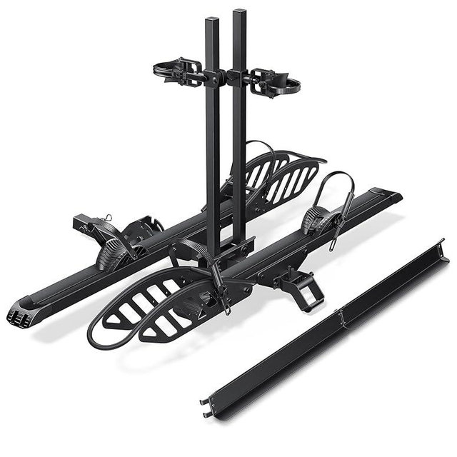 Young Electric E-Bike Rack with Ramp, Hitch 2 Bike Rack, 200 lbs Capacity Electric Bike Carrier, Foldable Platform Mount for Cars, Trucks, SUVs, Minivans, Up to 5-Inch Fat Tire for 2'' Receiver
