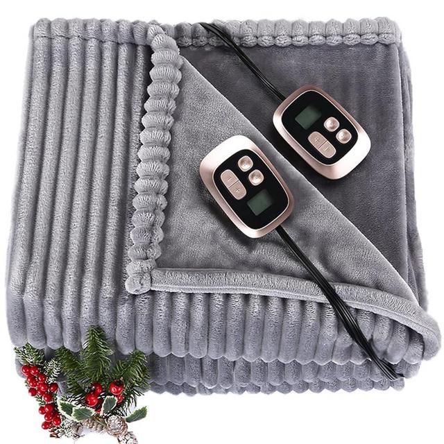 Heated Electric Blanket Queen Size 90 x 84 Inches - Heating Blanket Flannel with 1-10 Optional Heating Levels & 1-12 Hours Auto Off, Ultra Soft and Washable with Fast Heating, Grey
