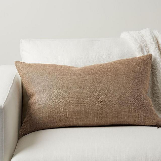 Belgian Linen Lumbar Throw Pillow Cover, 16" x 26", Bronze