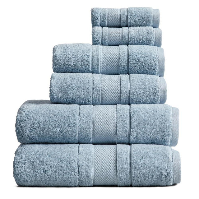Springtree Home Luxury 100% Cotton Bath Towels Set | 100% Zero Twist Cotton | Premium Bath Towels | Ultra Soft Thick Plush & Highly Absorbent | Luxury Hotel & Spa Bathroom Towels | 6 Piece Set - Blue