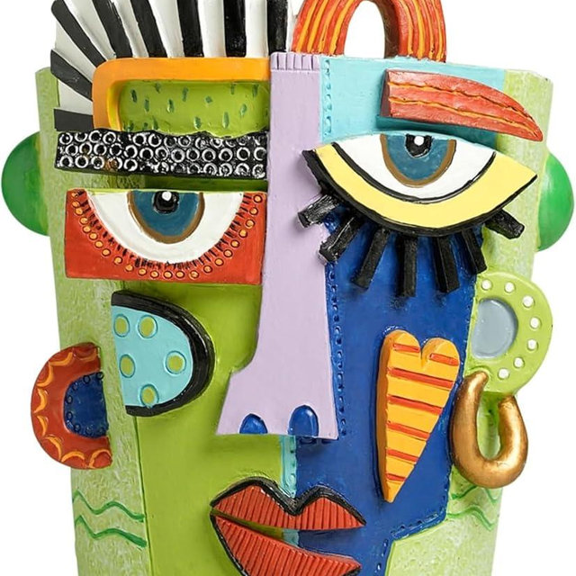 BJVF Mint Green Abstract Face Planter Pot/Picasso Flower Pot, Unique Head Planters for Indoor Plants, Abstract Face Decor, Picasso Pots for Home Decor (Large)