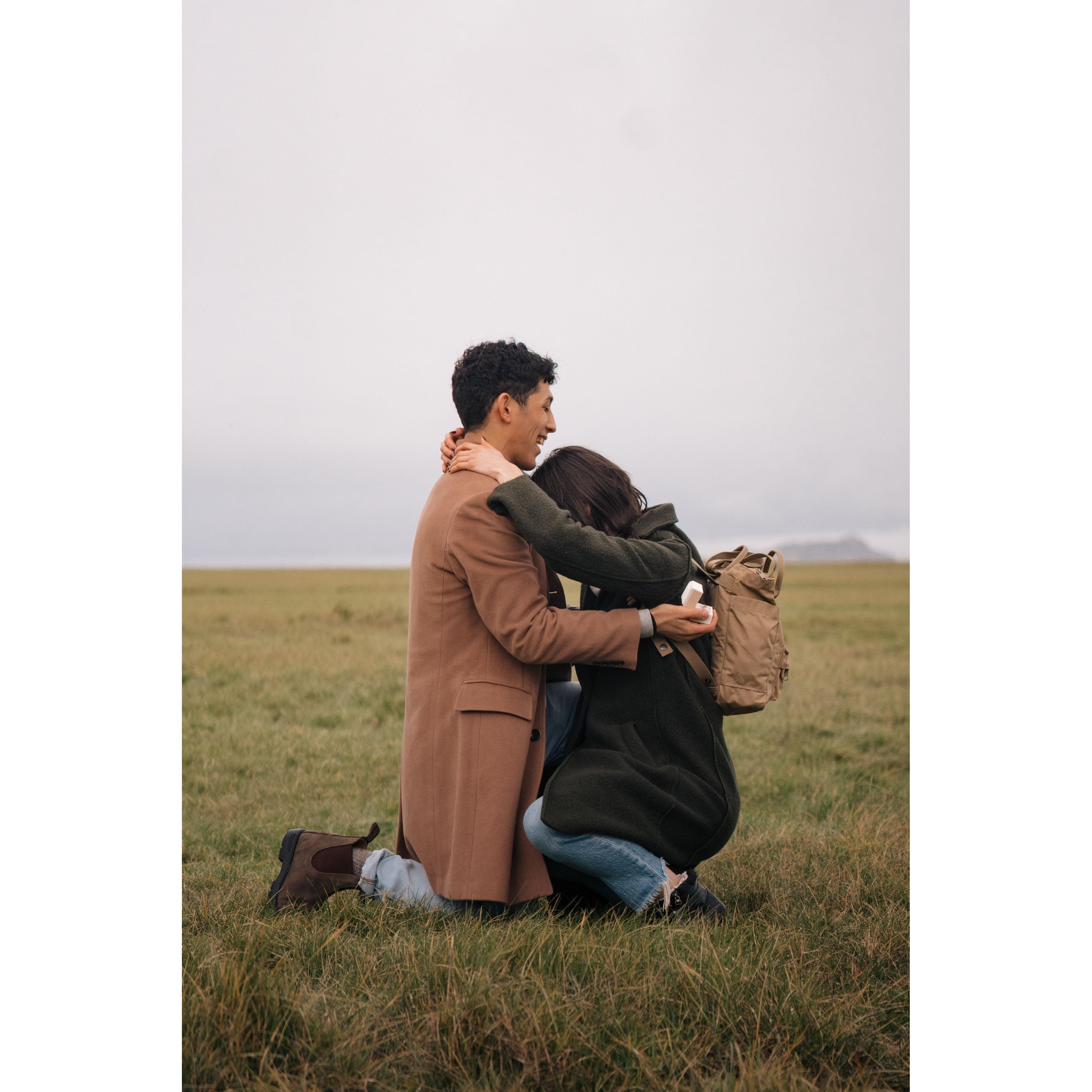 Ty's proposal involved GPS coordinates, train tickets, a rental car, the best photographer ever, perfectly-timed fog coverage, a last minute sprint, a big hat, and a decent French accent.