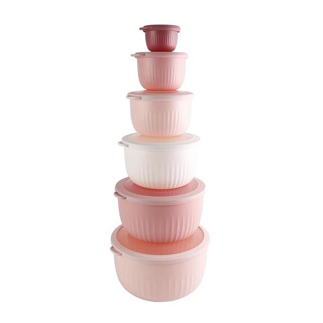 COOK WITH COLOR Prep Bowls with Lids- Deep Mixing Bowls Nesting Plastic Small Mixing Bowl Set with Lids (Pink)