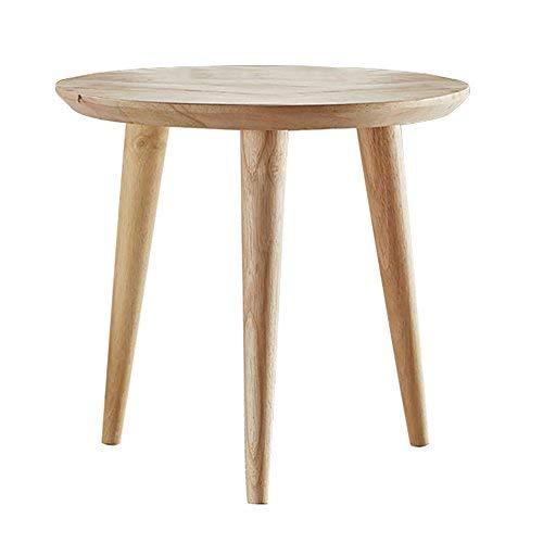 WoodShine Side Table Small Round Solid Wood Sofa Table End Tables Accent Nesting Coffee Table Natural(H:14.37inch)