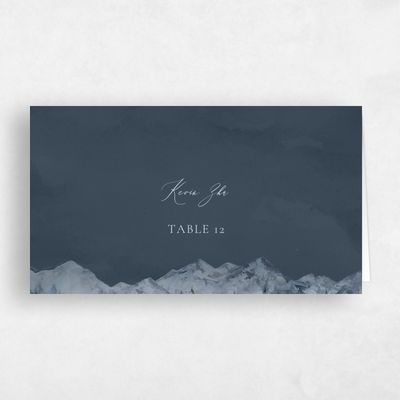 Grayed Navy, Blue Wedding Place Card - Avalon
