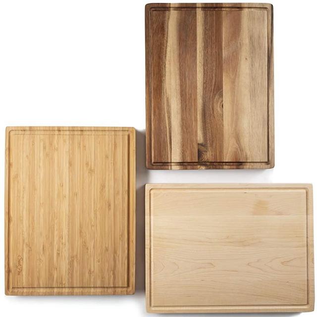 SoulFino Bamboo, Acacia & Maple Butcher Blocks - Cutting Boards, Reversible with Juice Groove and Handles - Maximum Health Benefits and Low Maintenance - Extra Large Size, Nice and Thick