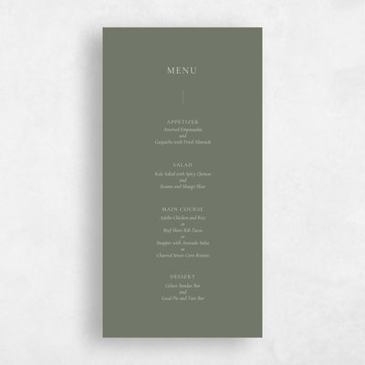 Dark Sage, Green Wedding Menu - Barnell