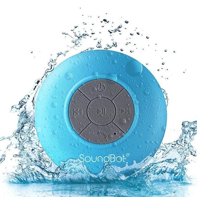 SoundBot SB510 HD Water Resistant Bluetooth 3.0 Shower Speaker, Handsfree Portable Speakerphone with Built-in Mic, 6hrs of Playtime, Control Buttons and Dedicated Suction Cup (Blue)