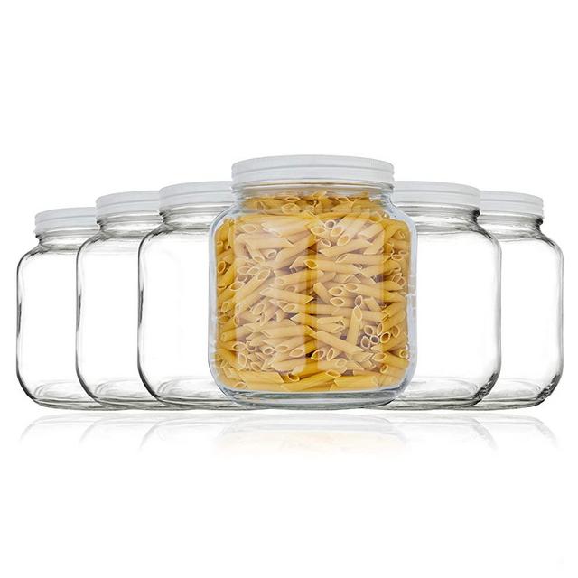 6 Pack-Half Gallon Glass Mason Jar Wide Mouth with Airtight Metal Lid - Safe for Fermenting Kombucha Kefir - Curing Pickling, Storing and Canning - BPA-Free Dishwasher Safe, Made in USA by kitchentoolz