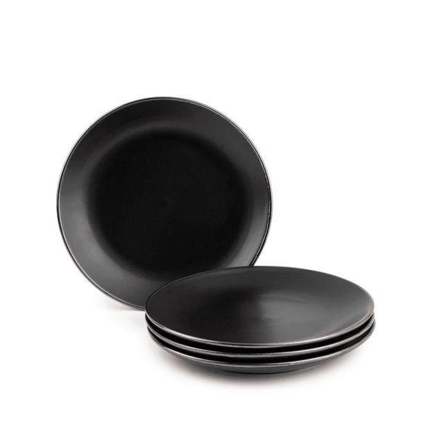 Thyme & Table Dinnerware Black Onyx Stoneware Round Bowls, 4 Pack