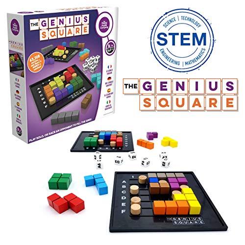 The Genius Square – Game of the Year Nominee! 60000+ Solutions STEM Puzzle Game! Roll the Dice & Race Your Opponent to Fill The Grid by Using Different Shapes! Promotes Problem Solving Training