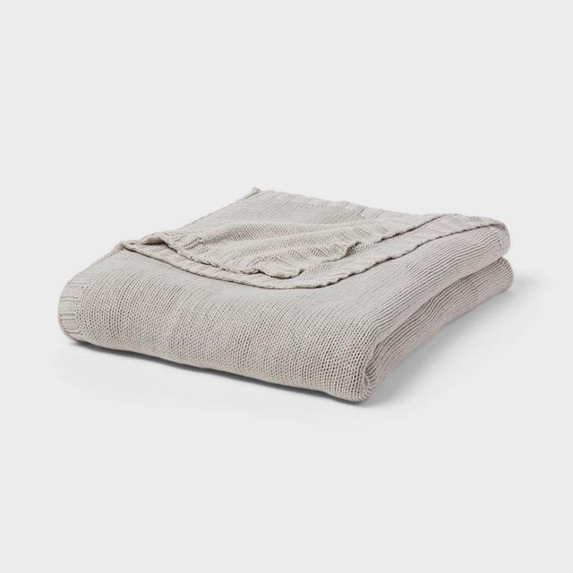 King Sweater Knit Bed Blanket Gray - Threshold™