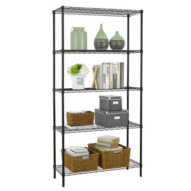 Wire Shelving Unit Metal Shelf Adjustable Layer Rack Strong Steel for Restaurant Garage Pantry Kitchen Garage (36×14×72, Black)