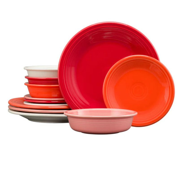Mixed Sunset Horizon Classic Rim 12-Piece Dinnerware Set, Service for 4