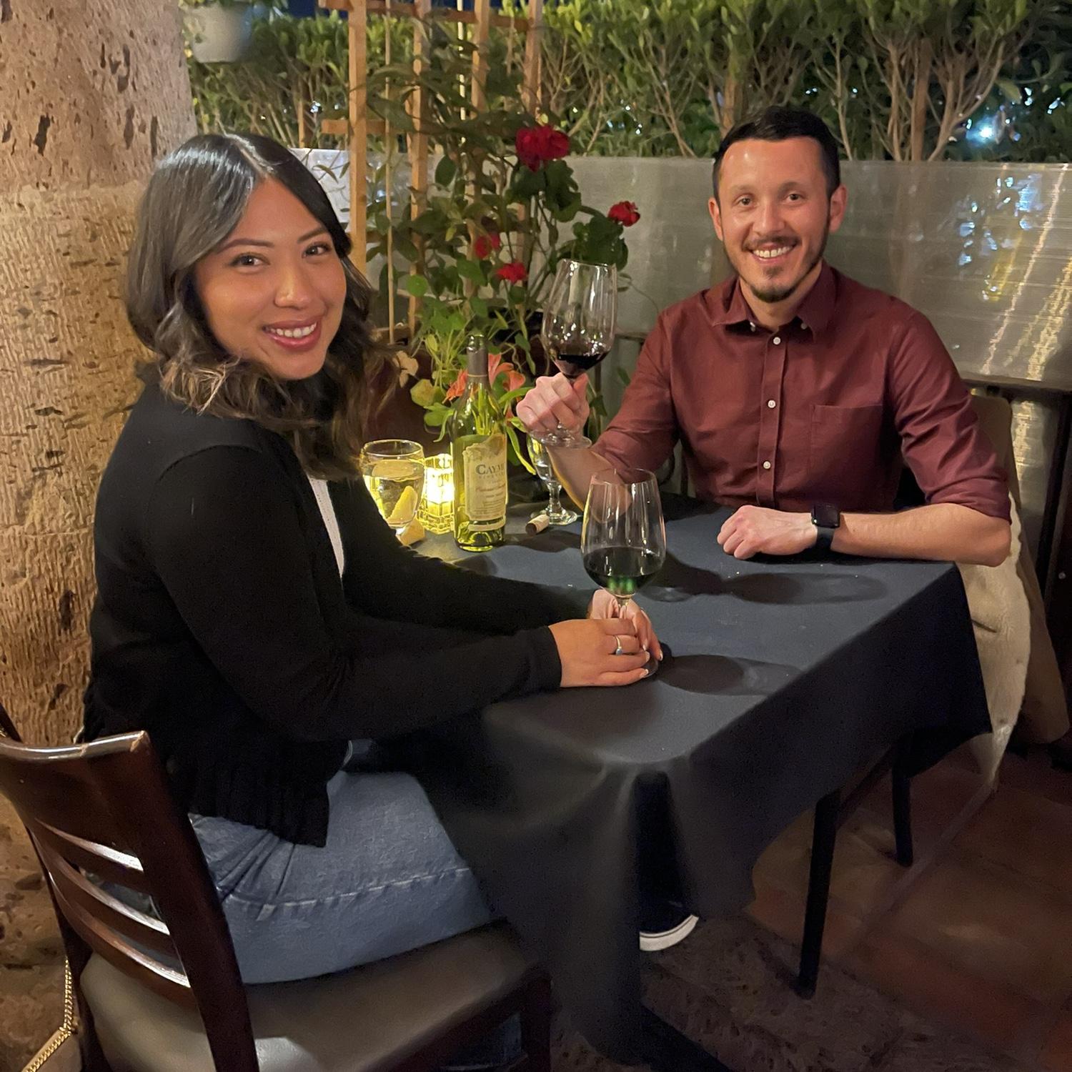Celebrating our anniversary at Miro's, one of our favorite restaurants in Palm Springs!