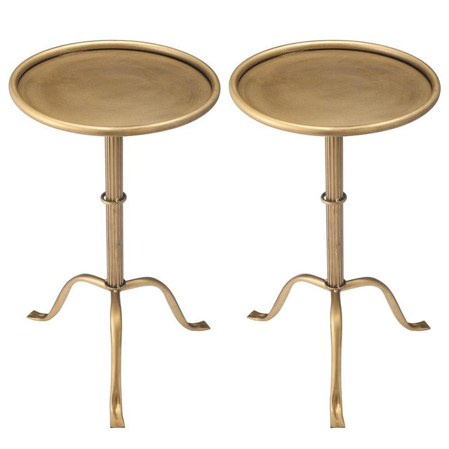 RattanView 2 Pcs Metal Martini Table Bronze Small Round Drink Table12.5 x 12.5 x 27.75 Inches Pedestal Iron Side Tables for Small Spaces Bedroom Living Room