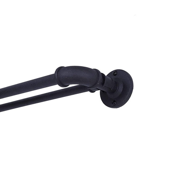 Sun Zero Bronn Wrap Around Window Double Curtain Rod, 66-120", Matte Black