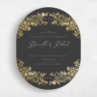 Grey Oval Wedding Save the Date - Sawyer Portrait Foil