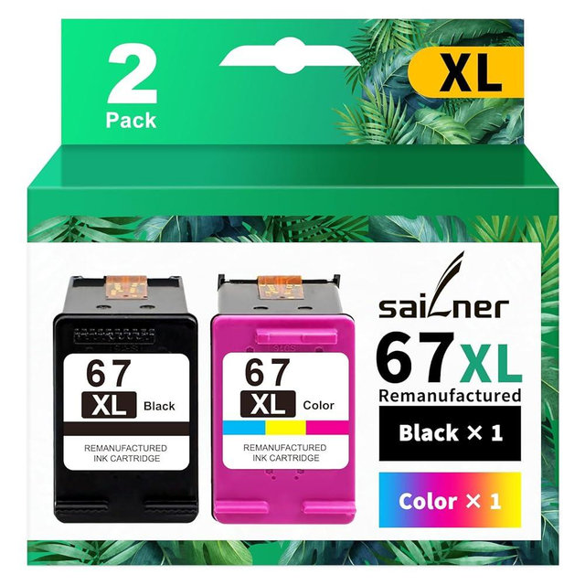 SAILNER 67XL Ink Cartridges Black Color Combo Pack for Remanufactured Ink Cartridge Replacement for HP Ink 67 67XL 67XXL for DeskJet 4155e 2755e 4155 2700 Envy 6055 6055e Printer