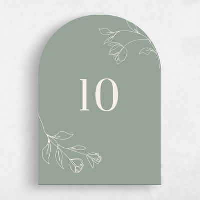 Green Arch Wedding Table Number - Maywood