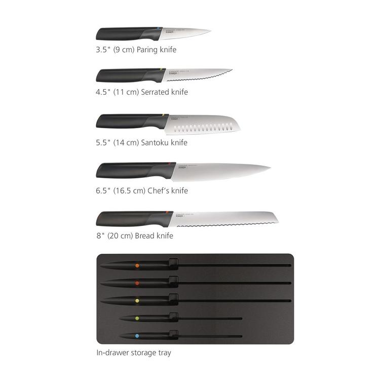 New JOSEPH JOSEPH ELEVATE 3 PIECE KNIFE SET Chefs Paring Serrated Kitchen  Utensi