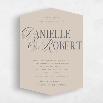 Brown Diamond Wedding Invitation - Nevis Portrait
