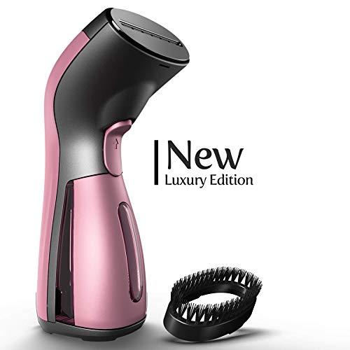 iSteam Steamer for Clothes [Luxury Edition] Powerful Dry Steam. Multi-Task: Fabric Wrinkle Remover- Clean- Refresh. Handheld Clothing Accessory. for All Kind of Garments. Home/Travel [MS208 Pink]