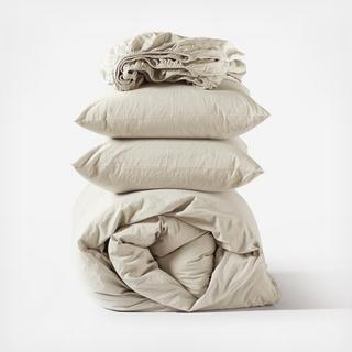 Organic Crinkled Percale 4-Piece Minimalist Duvet Set