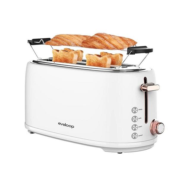 Evoloop Toaster 4 Slice, Stainless Steel Bread Toasters, 6 Bread Shade  Settings, Black 