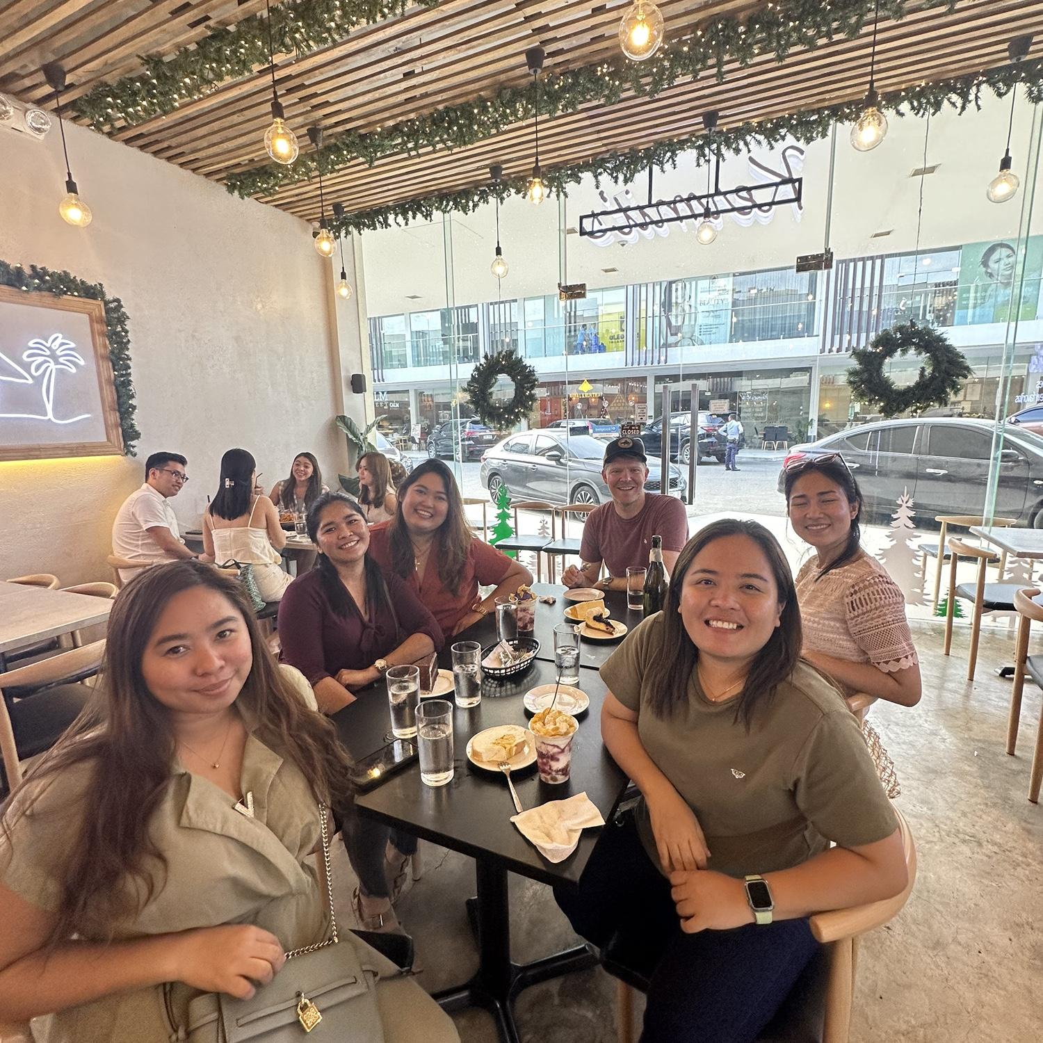 At a cafe in Cebu with Mitch's college friends