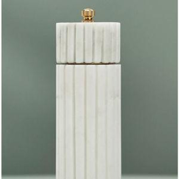 Ribbed Marble Grinder - White