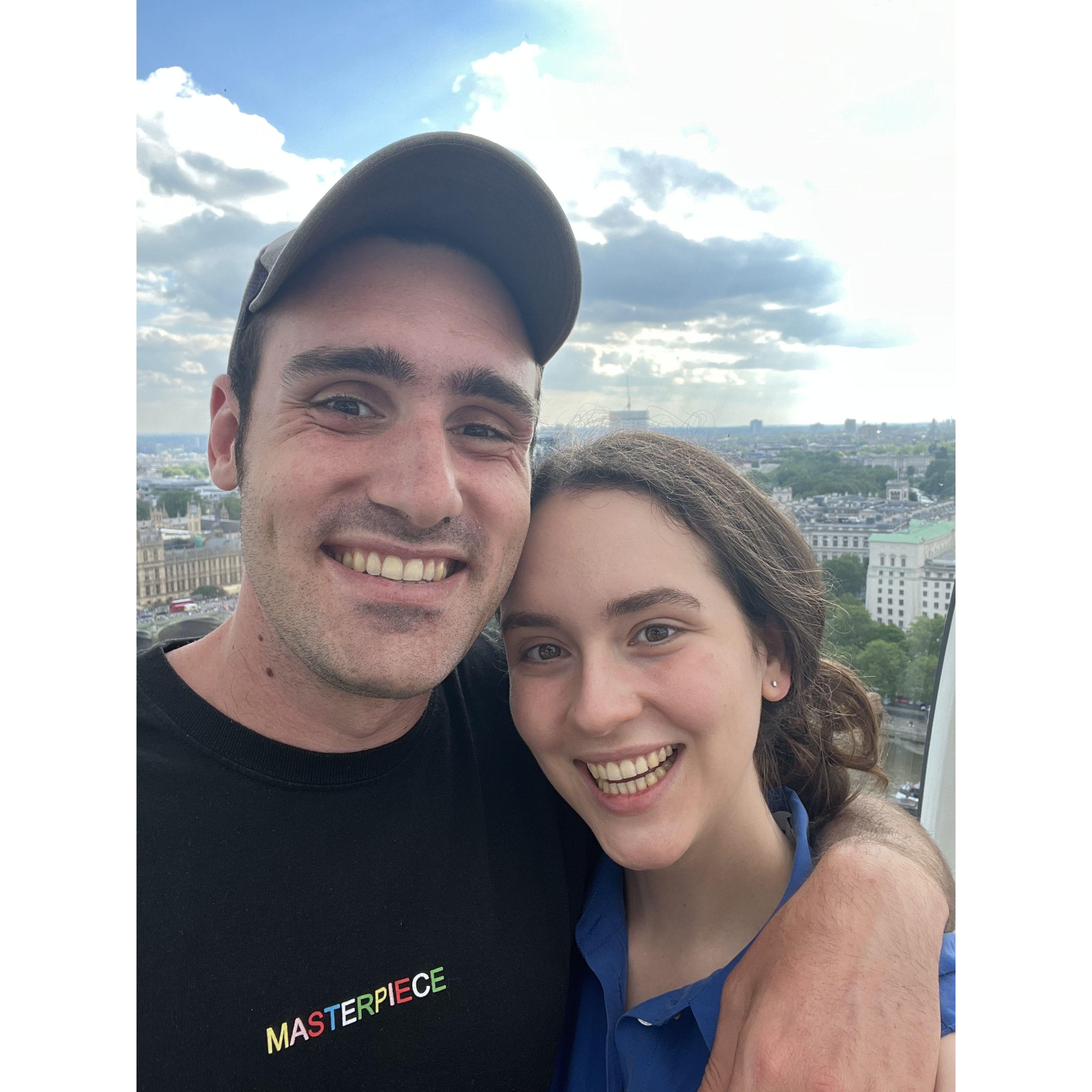 This was the last of our London weekends before reuniting in LA. On top of the London Eye!