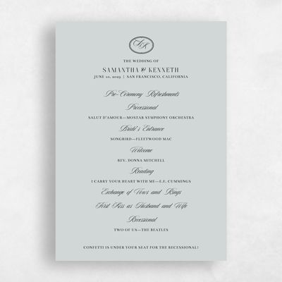 Grey Wedding Program - Cillian