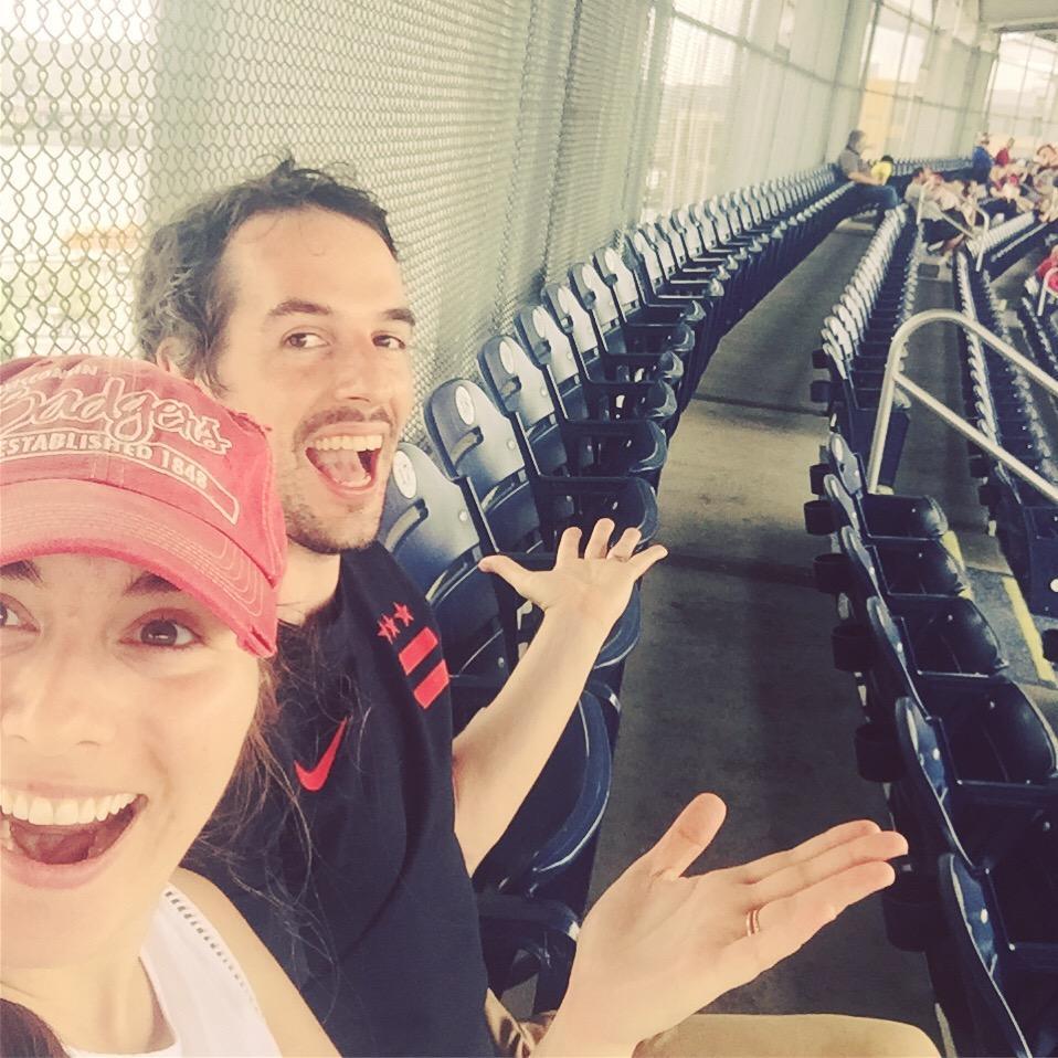 Rob often convinces Kendal to go to sporting events, sometimes they are the only ones there