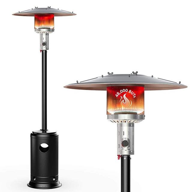 Terra Hiker 48,000 BTUs Outdoor Patio Heater, Rust-proof Patio Propane Space Heater with Wheels, Stainless Steel Garden Gas Heater, for Deck, Cafe, Restaurant, ETL Certified