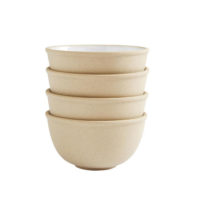 Portmeirion Minerals 4.5-Inch Small Bowl, Moonstone (Set of 4) - Made in Portugal, Unique Stoneware Glaze for Kitchen, Microwave & Dishwasher Safe - Shallow Stackable Tableware for Cereal, Soup, Salad